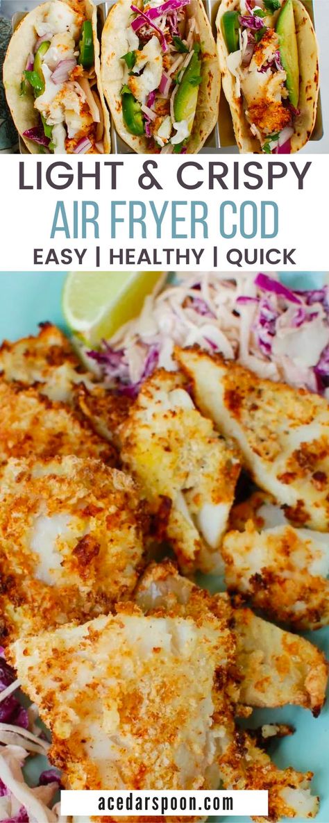 Air Fryer Cod Fish, Air Fryer Cod Recipe, Cod Fish Recipe, Air Fryer Cod, Air Fryer Food, Cod Fish Tacos, Air Fried Fish, Air Fryer Fish Recipes, Cod Fish Recipes