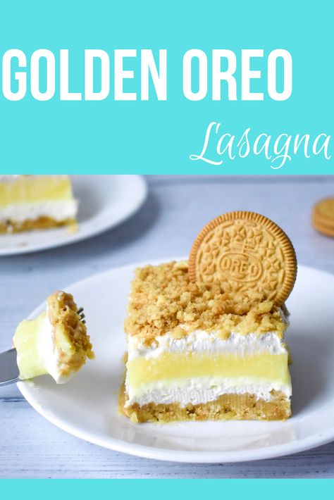 Golden Oreo Recipes, Oreo Lasagna Recipe, Vanilla Pudding Desserts, Oreo Lasagna, Oreo Delight, Vanilla Oreo, Oreo Desserts, Oreo Dessert Recipes, Oreo Pudding