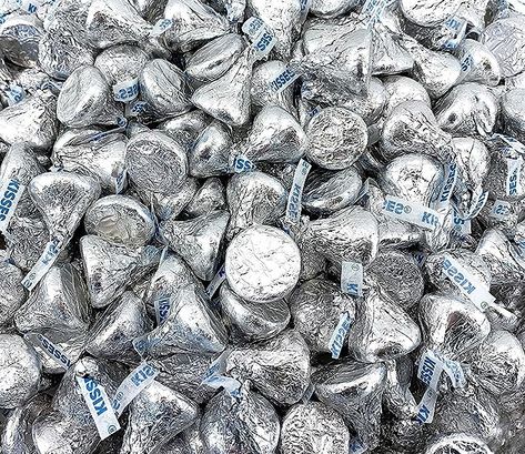 Amazon.com: HERSHEY'S KISSES Milk Chocolate Candy, Silver Wrap, 2 Pound Bag : Grocery & Gourmet Food Silver Foods For Party, Candycore Aesthetic, Marketing Goodies, Bur Basket, Dance Party Favors, Karaoke Birthday, Silver Food, Moodboard Wedding, Hershey Kisses Chocolate