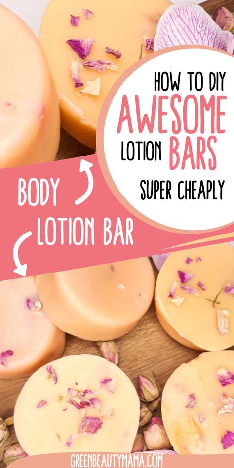 Homemade lotion bars Non Greasy Lotion, Solid Lotion Bar Recipe, Easy Diy Lotion, Lotion Bar Recipe, Diy Lotion Bars, Homemade Lotion Recipe, Cocoa Butter Lotion, Easy Diy Beauty Products, Lotion Bars Diy