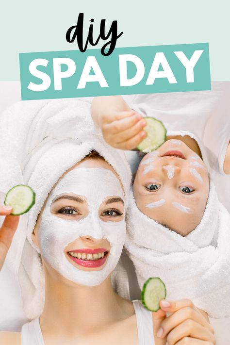 Fun ideas for a DIY Spa Day or Spa Night #spa Spa Day Food Ideas, Mommy Daughter Spa Day At Home, Mommy And Me Spa Day At Home, At Home Spa Day Ideas, Family Fun Night Ideas Kids, Spa Night Party, Fun Day Ideas, Mother Daughter Spa, Spa Day For Kids