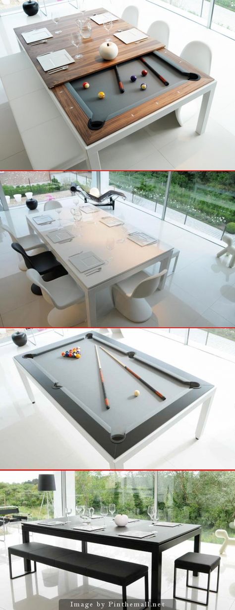 Dining and Pool Table Combination: Fusion Tables Pool Dining Table, Pool Dining, Outdoor Pool Table, Pool Table Dining Table, Dining Table Height, Recreational Room, Man Cave Home Bar, Pool Tables, Modern Dining Room Tables