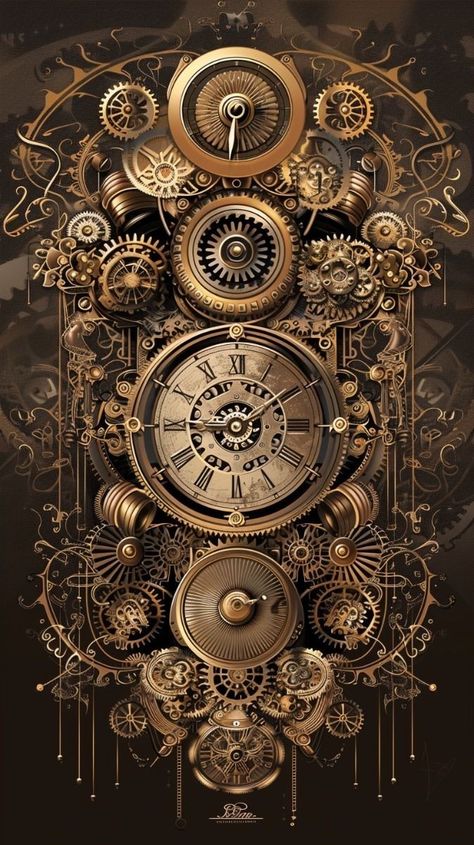 Steampunk Graphic Design, Steampunk Clock Art, Portraits Background, Time Travel Art, God Of Time, Steampunk Machines, Steampunk Background, Steampunk Patterns, Steampunk Clockwork