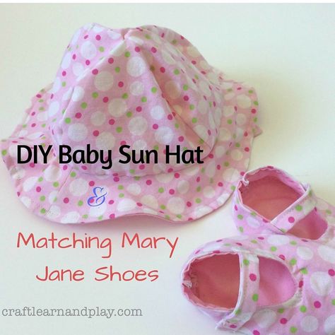 Easy to sew Baby Sun Hat and cute matching Mary Jane shoes for baby girl. Click for tutorial. Sunhat Pattern, Sewing Hats, Baby Clothes Patterns Sewing, Learn And Play, Sewing To Sell, Hat Patterns To Sew, Baby Hat Patterns, Shoes Diy, Baby Sun Hat