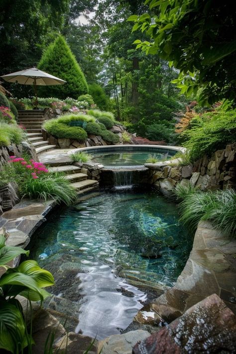 Unique Backyard, Dream Backyard Garden, Natural Swimming Ponds, Garden Pond Design, Small Pond, Swimming Pond, Natural Swimming Pools, Natural Swimming Pool, Pond Design