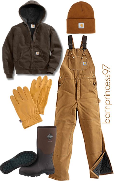 "Winter Chores on the Farm" by barnprincess97 ❤ liked on Polyvore Farming Aesthetic Outfit, Gardening Outfits For Women, Hunter Huntsman, Farmer Style, Construction Outfit, Farmer Outfit, Farm Fashion, Working Outside, Carhartt Overalls