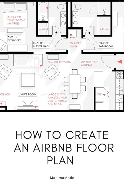 Airbnb Layout Design, Air Bnb House Plans, Air Bnb Floor Plan, Airbnb Floor Plans, Air B And B Ideas, Interior Design Airbnb, Air Bnb Design Ideas, Airbnb House Design, Airbnb Layout