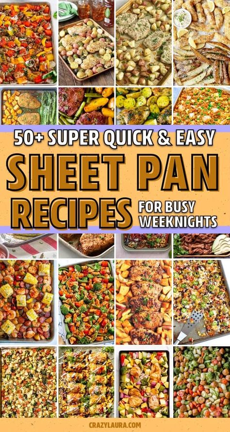 If you need a super quick and easy weeknight meal for the family, these sheet pan recipes will have dinner on the table in less than an hour! #sheetpandinner #sheetpanmeal #sheetpanrecipe #quickdinner #easydinner #dinnerrecipe Sheet Pan Meals Chicken, Sheet Pan Dinners Chicken, Easy Sheet Pan Dinners, Sheet Pan Suppers, Sheet Pan Dinners Recipes, Healthy Turkey, Recipe Sheets, Fast Dinners, Pan Recipes