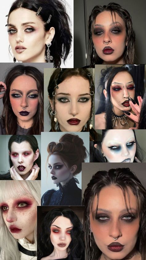 Everyday Vampy Makeup, Vampiric Makeup, Vampire Make Up, Vampire Makeup Aesthetic, Vampire Eye Makeup, Vampiress Makeup, Vampire Goth Makeup, Vampire Makeup Looks, Vampire Eyes