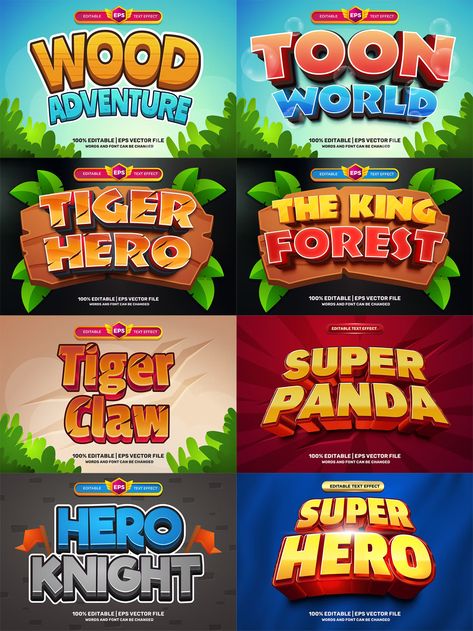 Cartoon Game Text Effect for Adobe Illustrator Text Effects Illustrator, Illustrator Text Effects, Video Game Font, Free Fonts For Commercial Use, Top Free Fonts, Fonts For Commercial Use, Text Games, Game Font, Poster Text