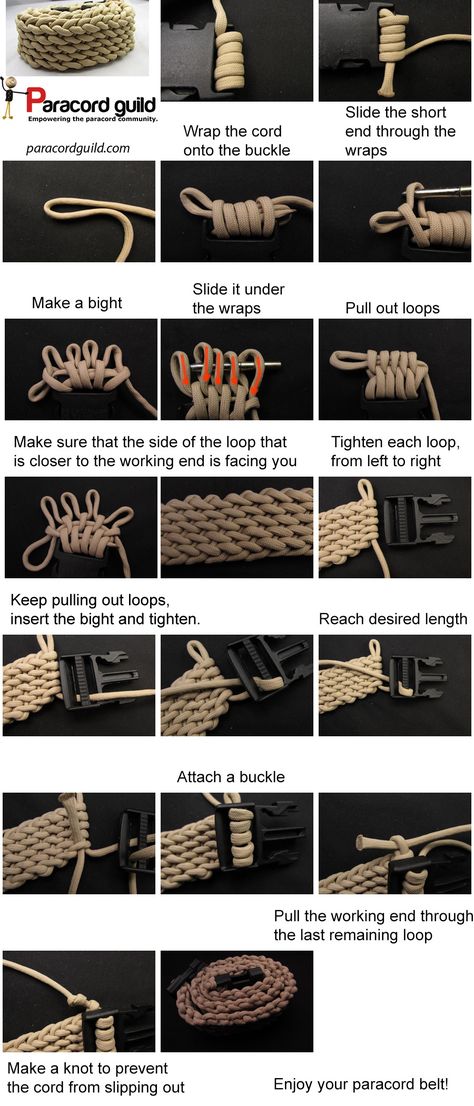 paracord belt instructions Paracord Belt, Paracord Crafts, Paracord Ideas, Paracord Diy, Paracord Tutorial, 550 Cord, Paracord Knots, Rope Knots, Parachute Cord