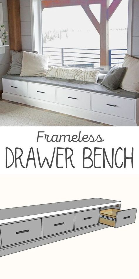 Drawer Bench, Window Bench Seat, Window Mudroom, Diy Storage Bench, Storage Bench Seating, Bench With Drawers, Window Benches, Built In Bench, Mudroom Bench