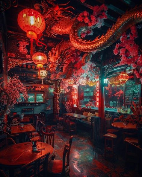 Chinese Bar Design, Chinese Bar, Pub Interior, Bar Interior Design, Happy Lunar New Year, Halloween Everyday, Bar Interior, Howls Moving Castle, Chinese Restaurant