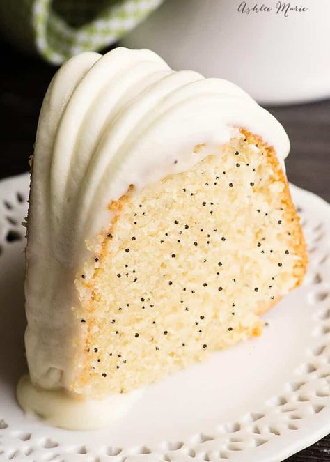 Almond Poppy Seed Bundt cake recipe and video | Ashlee Marie - real fun with real food Almond Poppy Seed Cake, Poppy Seed Cake Recipe, Poppy Seed Bundt Cake, Bundt Cake Recipe, Poppy Seed Cake, Cake With Cream Cheese Frosting, Cream Cheese Frosting Recipe, Salty Cake, Frosting Recipe