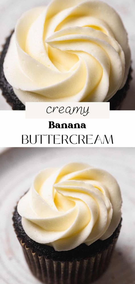 Banana Buttercream Frosting Recipe, Banana Cream Icing, Banana Butter Cream Frosting, Banana Cream Frosting, Banana Frosting Easy, Frosting Recipes Flavored, Banana Whipped Cream Frosting, Banana Pudding Frosting Recipe, Banana Pudding Icing