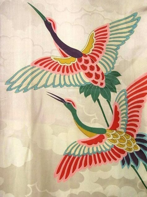 Embroidery Tiger, Embroidery Kimono, Saree Painting, Japanese Embroidery, Art Japanese, Japanese Patterns, Indian Art Paintings, Silk Painting, Birds Painting