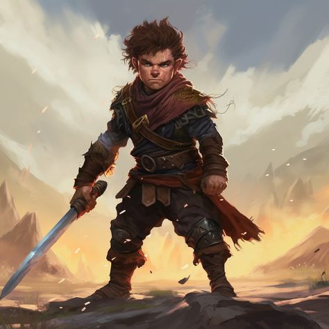 Halfing Character Art, Dnd Halfling Character Art, Halfling Rogue Male, Dnd Fighter Art, Halfling Character Art Male, Dnd Halfling Male, Lightfoot Halfling, Halfling Rpg, Halfling Paladin