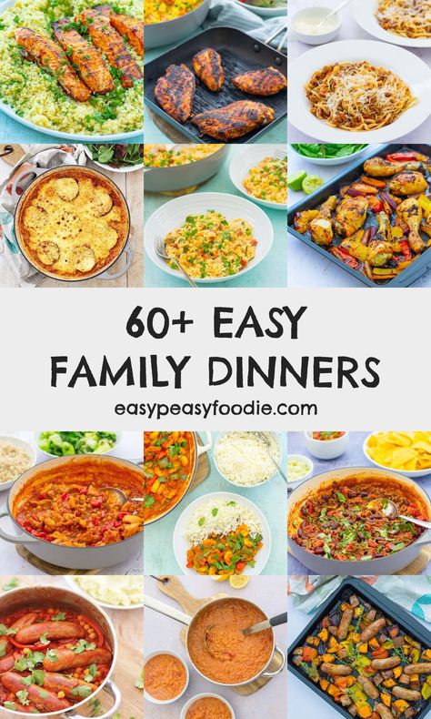 Cooking recipes all the family will enjoy can be difficult... not so with this bumper list of 60+ easy family-friendly dinner recipes. All of these recipes are kid-approved but will appeal to adults too, meaning everyone can eat together at dinner time! #familydinner #easyfamilydinners #familyfriendlydinners #familymeals #midweekmeals #easymidweekmeals #easypeasymidweekmeals #easydinners #easypeasydinners #kidfriendlydinners #kidfood #easymeals #easypeasyfoodie #cookblogshare Family Meals Uk, Dinner Ideas For Family, Budget Family Meals, Family Friendly Dinners, Summer Recipes Dinner, Midweek Meals, Easy Family Dinners, Family Dinner Recipes, Easy Family Meals