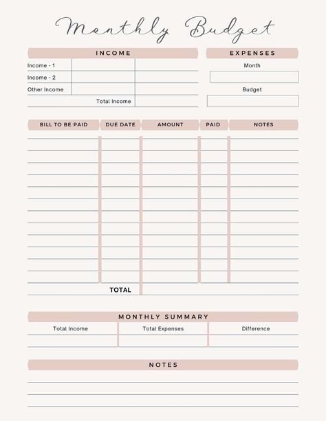 Monthly Budget Template - PDF - Printable Download simpledigitalplanner #goodnotesplanner #productlaunchplannertemplate #diyplanner🍵. Bullet Journal Legend, Monthly Study Planner, Bi Weekly Budget Planner, Budget Planner Notion, Daily Budget Planner, Ipad Monthly Planner, Month Budget Planner, Budget Planner For Beginners, Monthly Budget Planner Templates