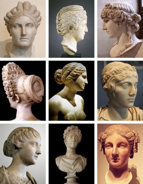 Hairstyles of Ancient Rome "Hairstyle fashion in Rome was ever changing, and particularly in the Roman Imperial Period there were a number of different ways to style hair. Much the same with clothes, there were several hairstyles that were limited to certain people in ancient society. Styles are so distinctive they allow scholars today to create a chronology of Roman portraiture and art; we are able to date pictures of the empresses on coins, or identify busts depending on their hairstyles." Different Ways To Style Hair, Ancient Roman Clothing, Roman Hair, Roman Hairstyles, Roman Clothes, Historical Hairstyles, Rome Fashion, Women Artist, Ancient Roman Art