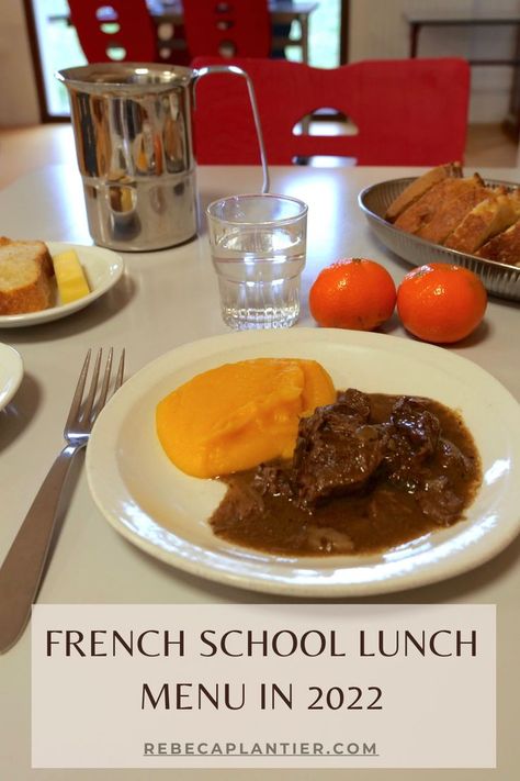 French Kids Lunch, French Lunch Box Ideas, French Lunch Recipes, French Lunch Ideas, French School Lunch, Elementary School Lunch, French Lunch, French Meals, School Lunch Menu