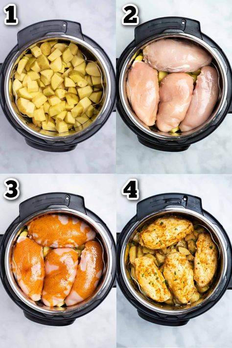 Instant Pot Chicken and Potatoes is the perfect weeknight meal, made with buttery gold potatoes, chicken breast, spices, broth, and olive oil, ready in under 30 minutes! Instant Pot One Pot Chicken Recipes, Healthy Family Instant Pot Recipes, Insta Pot Chicken Dinners, Instant Pot Chicken And Red Potatoes, Chicken Recipes In The Instant Pot, Chicken And Spinach Instant Pot, Instant Pot Eggs Scramble, Easy Instapot Meals Healthy, Instant Pot Chicken And Potatoes Recipes Easy