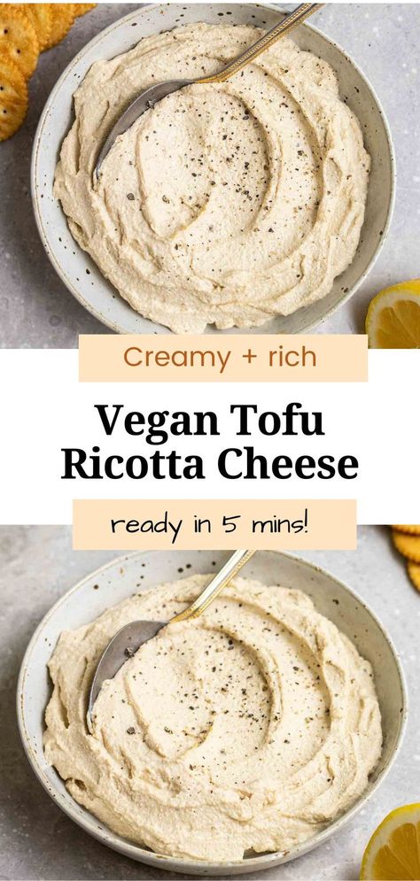 Tofu Cream, Tofu Cream Cheese, Cheese Substitute, Tofu Ricotta, Oil Free Vegan Recipes, Vegan Ricotta, Cheese Alternatives, Stuffed Pasta, Vegan Cheese Recipes