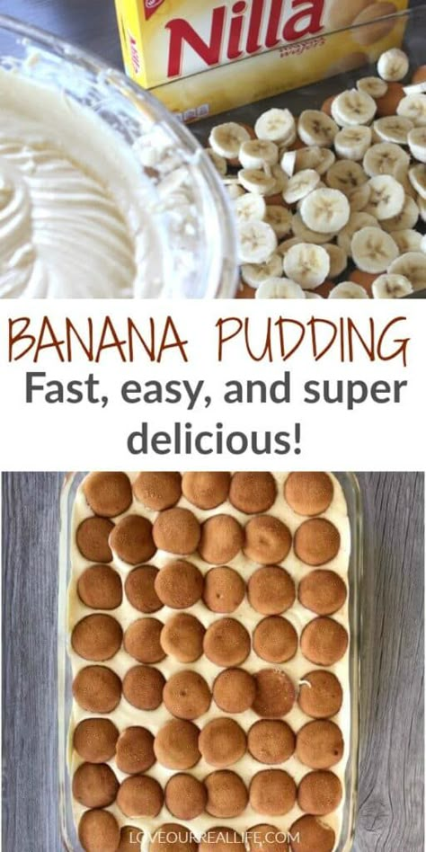 Fast and simple banana pudding recipe you will love! Perfect for large family meals, quick dessert recipes, and just any time you want a tasty dessert to share! #bananapudding #dessert #quickrecipe Banana Pudding Dessert, Easy Banana Pudding Recipe, Banana Pudding Desserts, Easy Banana Pudding, Fast Desserts, Banana Pudding Recipe, Banana Dessert Recipes, Best Banana Pudding, Tiramisu Dessert