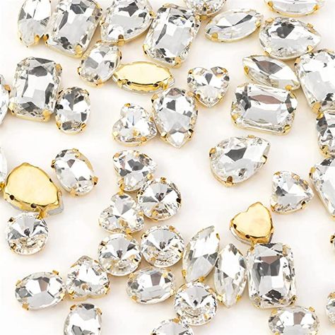 Amazon.com: Sew On Rhinestones, Choupee 48PCS Mixed Shapes Flatback Sew On Glass Rhinestone Sewing Claw Rhinestone for Craft, Clothes, Garments, Dress, Earring, Belt and Shoes (Champagne, Gold Claw) : Everything Else Craft Clothes, Sew On Rhinestones, Costume Clothes, Rhinestone Costumes, Sewing Trim, Amazon Art, Champagne Gold, Gold Set, Sew On