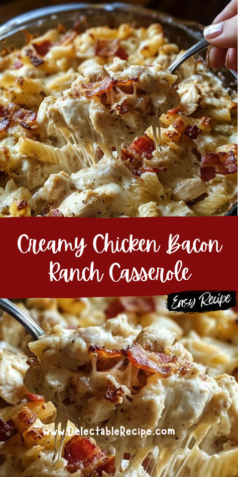 Chicken Bacon Ranch Pizza, Bacon Ranch Casserole, Ranch Casserole, Chicken Bacon Ranch Pasta, Chicken Bacon Ranch Casserole, Ranch Salad, Chicken Crispy, Stuffing Casserole, Pasta Casserole