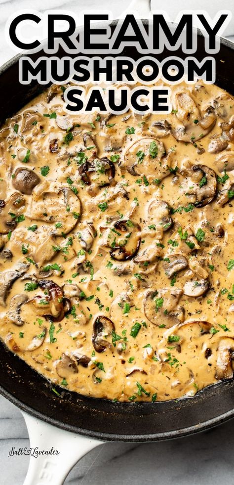 Easy Mushroom Sauce, Pasta And Potatoes, Mushroom Cream Sauce, Mushroom Sauce Recipe, Mushroom Recipes Healthy, Cream Sauce Recipe, Mushroom Cream Sauces, Cream Sauce Recipes, Italian Herbs