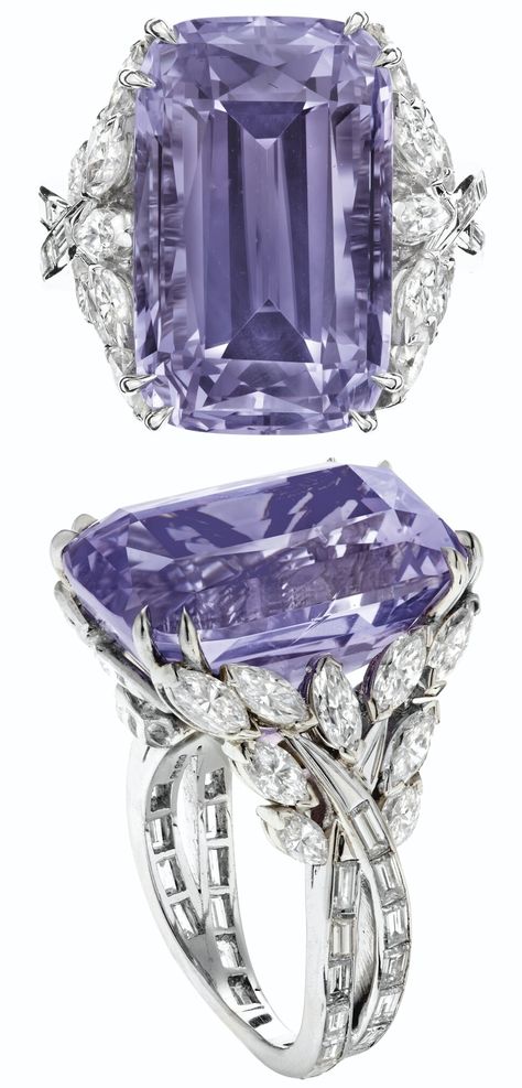 Luxury Purple Sapphire Ring With Prong Setting, Purple Sapphire Jewelry With Brilliant Cut, Luxury Purple Brilliant Cut Sapphire Ring, Luxury Purple Diamond-cut Jewelry, Luxury Purple Crystal Ring, Fine Jewelry, Color Change Sapphire, Purple Diamond, Baguette Diamond Rings, Purple Sapphire