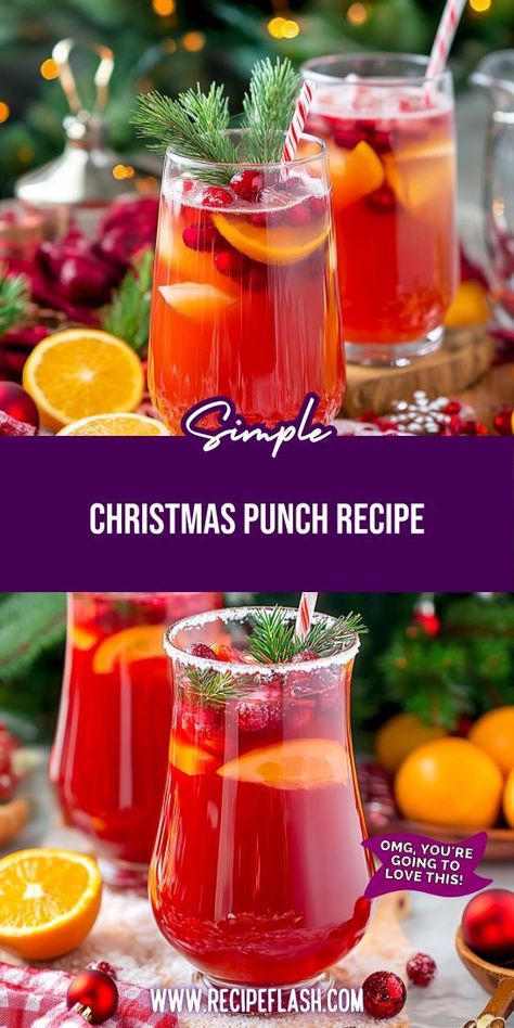 Want to impress your guests with a delightful holiday drink that’s alcohol-free? Our Christmas Punch Recipe offers a blend of seasonal flavors that everyone will love. Don’t forget to save this easy recipe for your holiday entertaining and bring cheer to your non-alcoholic drink menu! Christmas Punch Alcoholic Recipes, Non Alcoholic Cranberry Punch, Cranberry Christmas Punch Non Alcoholic, Small Batch Punch Recipe, No Alcoholic Christmas Drinks, Nonalcoholic Christmas Sangria, Cranberry Juice Punch Non Alcoholic, Christmas Drinks Punch, Cranberry Orange Drink Non Alcoholic