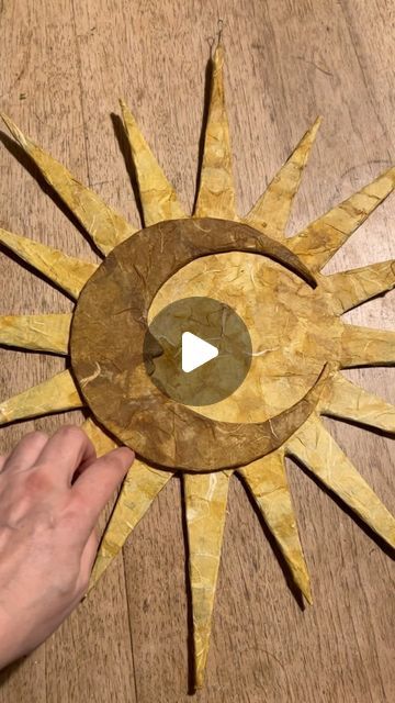 Heinz & Brummel on Instagram: "First layers of colour for the „Moon loves sun“ 🌜🌞 • • • #moonlovessun #moonmagic #sunlover #infinitelove #paperart #papiermache #paperlove #heinzundbrummel" Sun Paper Craft, Paper Mache Sun, Paper Mache Wall Art, Paper Sun, Sun And Moon Art, Sun Paper, Make A Clock, Paper Mache Ideas, Summer Art Projects