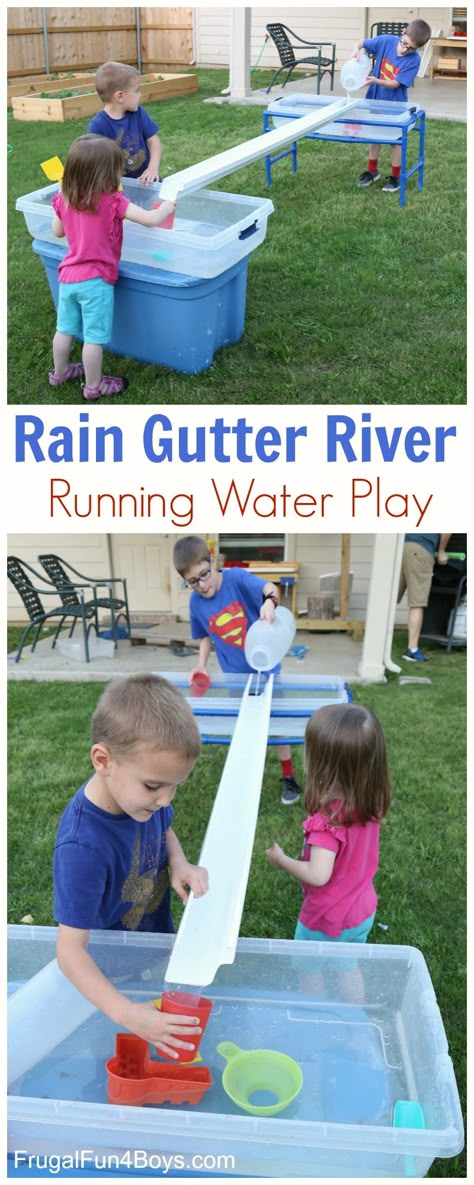 It’s no secret that my kids love water play – we have posted many water activities over the years!  Kids are drawn to water like ants to a picnic, and I’ve found that a good water play activity will keep them busy for a long time. Running water is even more fun!  Here’s a fun … Water Play Activities, Outdoor Water Activities, Play Activity, Outside Play, Outdoor Play Area, Water Day, Water Games, Outdoor Classroom, Outdoor Activities For Kids