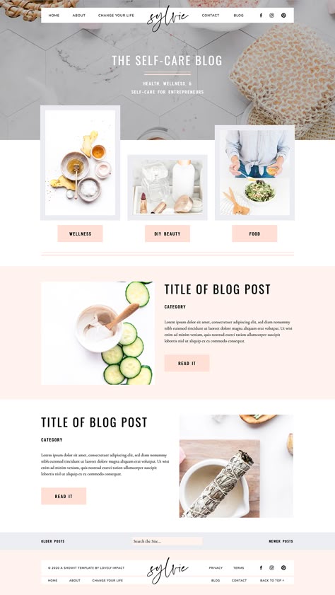 Health And Fitness Website Design, Lifestyle Blog Website Design, Beauty Blog Website Design, Blog Homepage Design, Web Page Design Layout Templates, Website Design Inspiration Blog, Blog Layout Ideas, Blog Site Design Inspiration, Blog Inspiration Design Layout