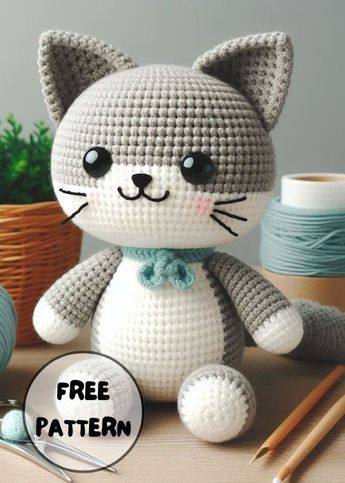 Free Crochet Pluch Cat Amigurumi Pattern Kat Haken, Crochet Toys Free Patterns, Crocheted Cat, Crochet Toys Free, Easy Crochet Animals, Crochet Animal Amigurumi, Cozy Crochet Patterns, Animals Crochet, Crochet Cat Pattern