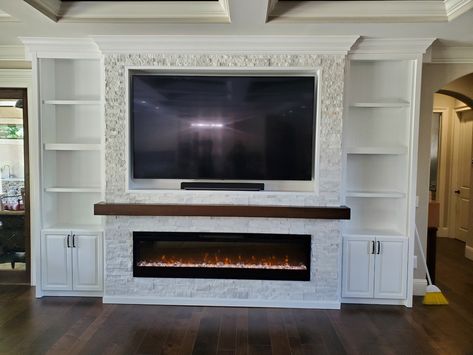 Wall unit with stone and fireplace - Furniture Design Gallery Custom Built Entertainment Centers, Wall Units With Fireplace, Custom Wall Unit, Built In Wall Units, Fireplace Furniture, Fireplace Bookshelves, Electric Fireplace Wall, Feature Wall Living Room, Living Room Wall Units