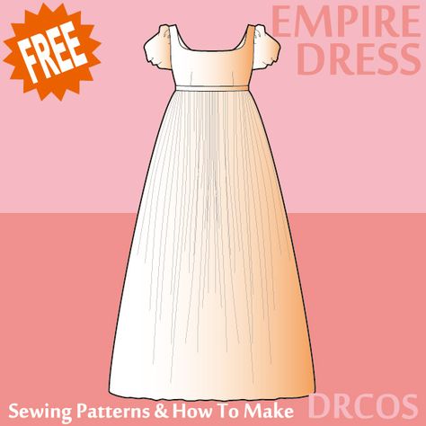 Historical Dress Patterns, Regency Dress Pattern, Victorian Dress Pattern, Style Dress Patterns, Midi Dress Pattern, Empire Waist Dress Pattern, Dress Sewing Patterns Free, Japanese Sewing Patterns, Costume Sewing Patterns