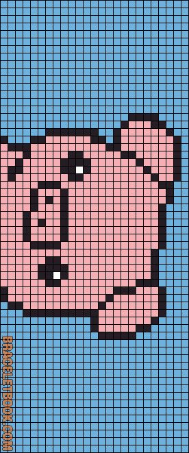 Alpha Friendship Bracelet Pattern #10289 - BraceletBook.com Pig Friendship Bracelet Pattern, Pig Alpha Pattern, Fuse Bead Patterns, Filet Crochet Charts, Barbie Doll Clothing Patterns, Baby Sweater Patterns, Beaded Bracelets Tutorial, Mini Cross Stitch, Beaded Cross Stitch