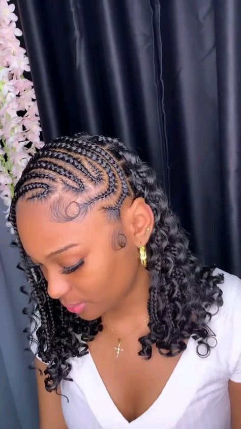 Cornrow Braids Ideas For Black Women, Creative Braided Hairstyles For Black Women, Short Side Braid Hairstyles, Hairstyles For Christmas Black Women Braids, Cornrows Braids Side Part, One Sided Braided Hairstyles, Quick Cute Braids For Black Women, Curly Weave Styles For Black Women, Afro Twist Braid Hairstyles Natural Updo