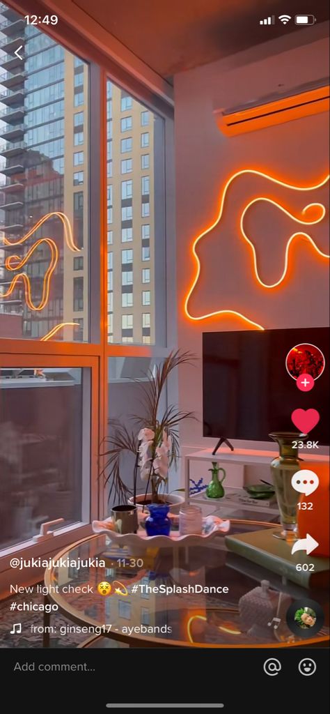 Wavy Neon Light Wall, Squiggly Neon Lights, Swirl Led Lights, Neon Squiggle Light, Squiggle Led Lights, Wavy Led Light, Living Room Above Couch Decor, Lights Behind Tv, Quad Room