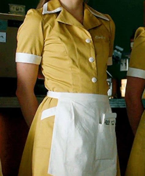 Kristen Froseth, Waitress Outfit, Cafe Uniform, Waitress Uniform, Diner Aesthetic, Waiter Uniform, Alaska Young, Kristine Froseth, 50s Diner