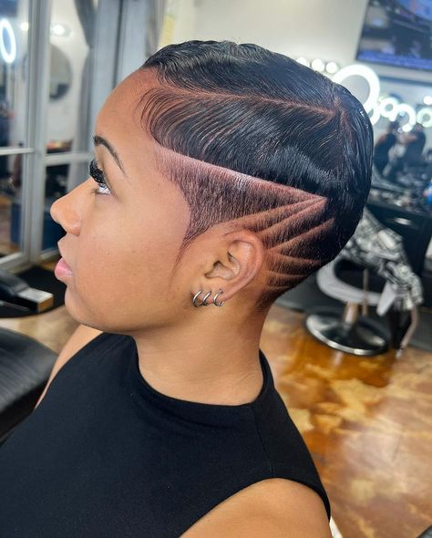 Short Pixie Hairstyles For Black Women, Black Women Haircut Styles, Wavy Undercut, Bald Baddie, Finger Waves Short Hair, Hair Shape, Short Hair Designs, Future Hairstyles, Shaved Hairstyles