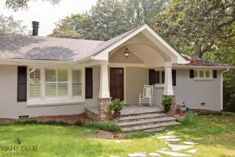 Raised Ranch Remodel Exterior, Brick Ranch Remodel, Ranch Remodel Exterior, Ranch House Additions, Ranch Addition, Raised Ranch Remodel, Front Porch Addition, Veranda Design, Ranch House Remodel