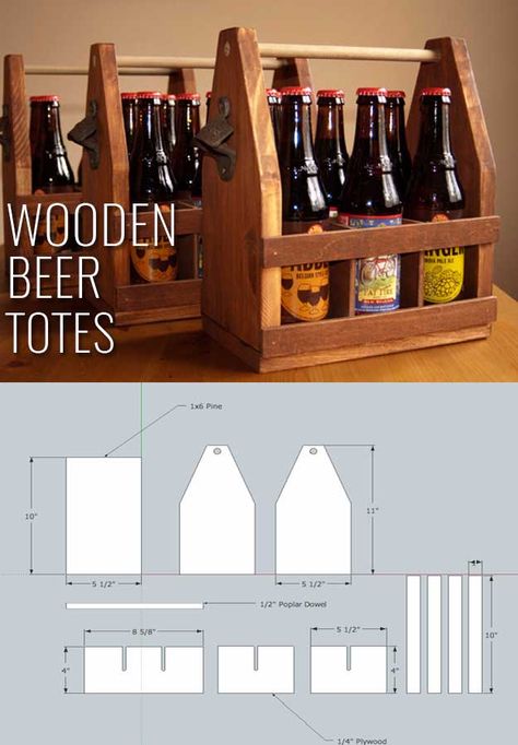 Awesome  Crafts for Men and Manly DIY Project Ideas Guys Love - Fun Gifts, Manly Decor, Games and Gear. Tutorials for Creative Projects to Make This Weekend | Wooden Beer Totes  |  http://diyjoy.com/diy-projects-for-men-crafts Crafts For Men, Beer Tote, Building A Workbench, Beer Caddy, Diy Projects For Men, Diy Gifts For Men, Manly Decor, Man Crafts, Awesome Crafts