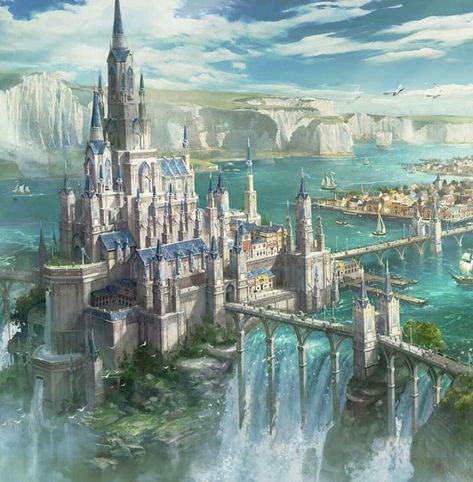 Fantasy Castles, Dnd Homebrew, Castle Aesthetic, Castle Art, Fantasy Worlds, Fantasy Concept, Fantasy Castle, Fantasy House, Fantasy City