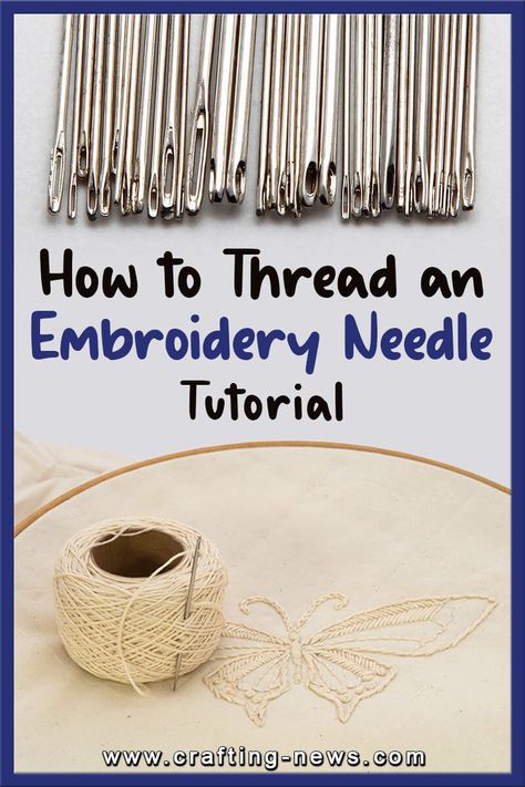 How To Thread an Embroidery Needle Tutorial How To Thread Embroidery Needle, How To Embroider, Thread Hack, Embroidery Thread Crafts, Diy Embroidery Thread, How To Thread, Christmas Tree Embroidery, Punch Embroidery, Macrame Thread