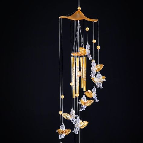 "Guardian Angel" Wind Chime | eBay Angel Wind Chimes, Angel Cupid, Large Wind Chimes, Unique Wind Chime, Rustic Christmas Decorations, Love Angel, Wood Garden, Old Metal, Porch Deck