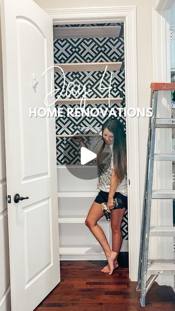 Katie Maynard on Instagram: "Day 4 of 10! Home renovations we don’t regret   I gave our coat closet a glow up with this renovation and made it so much for functional for our family!   Comment DAY FOUR for the links and details  Looking back now I do wish I had just used peel and stick wallpaper or painted that back wall black. The tile is still there but it wasn’t the easiest 🤣🤣  #homeimprovement #homerenovation #homeprojects #diyhome #diy #beforeandafter #closetmakeover #closetorganization #pantry #pantryorganization" Hall Closet Converted To Pantry, Pantry Wall Painting Ideas, Convert Coat Closet To Pantry, Turning Coat Closet Into Pantry, Coat Closet Turned Pantry, Coat Closet To Pantry Convert, Closet Conversion Ideas, Coat Closet Makeover, Closet Conversion